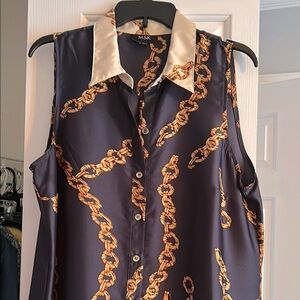 MSK Women's Chain Print Blouse - Black and Gold